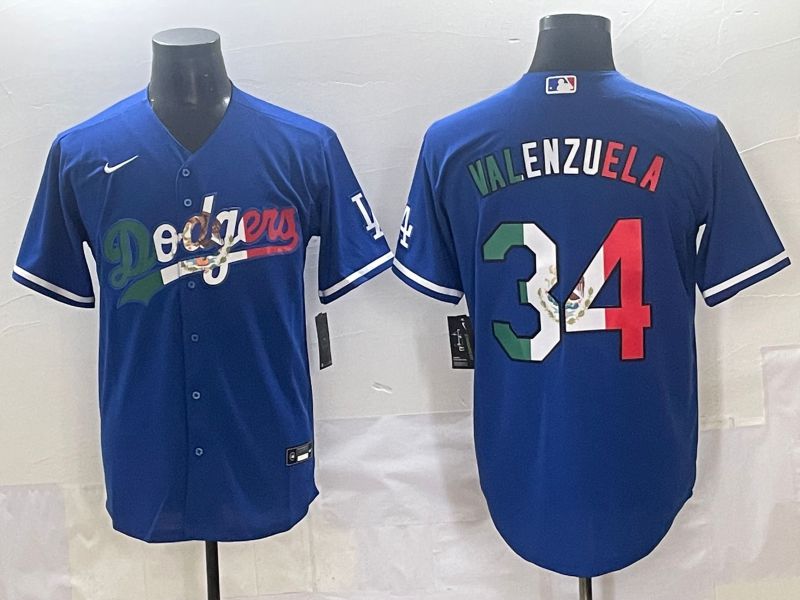 Men 2025 Los Angeles Dodgers #34 Valenzuela Blue Nike MLB Jersey style 7151